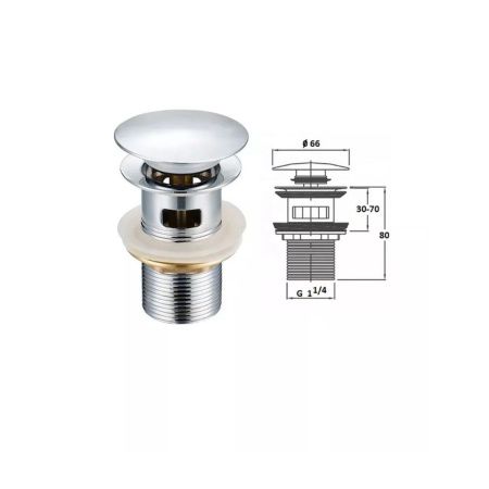 Донный клапан DEEP LAKE с переливом хром DL65-2