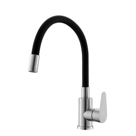 Смеситель для кухни OLIVE'S Olisan ST1010 STEEL с гибким изливом черный