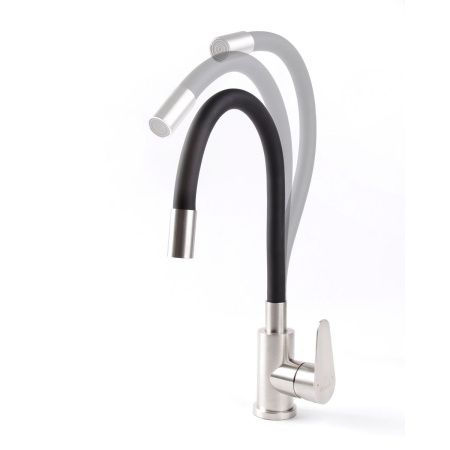 Смеситель для кухни OLIVE'S Olisan ST1010 STEEL с гибким изливом черный