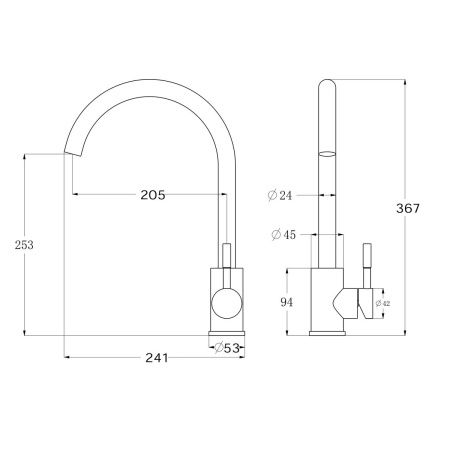 Смеситель для кухни OLIVE'S Olisan ST1007 STEEL из нержавеющей стали