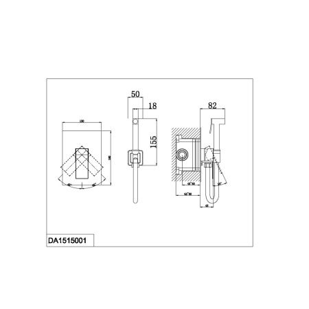 Смеситель встраиваемый с гигиеническим душем D&K Bayern.Liszt DA1515005 черный