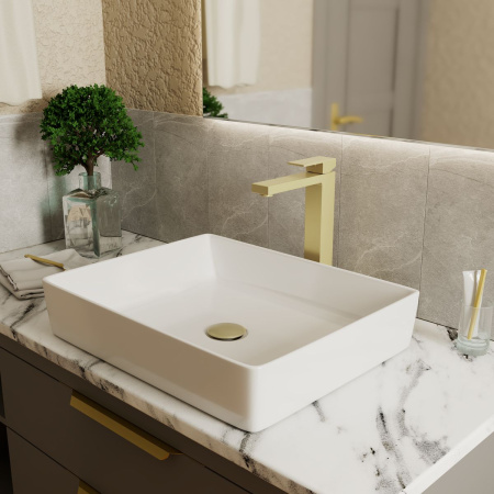 Смеситель для раковины D&K Bayern.Liszt DA1512007 высокий матовое золото