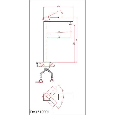 Смеситель для раковины D&K Bayern.Liszt DA1512006 высокий серый графит