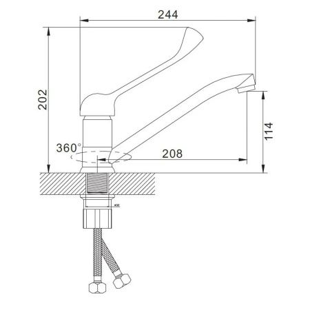 Смеситель для кухни Эверест B49-37 хирургический, длинный излив