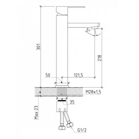Смеситель для кухни Diadonna D235-13BL высокий, длинный излив, черный