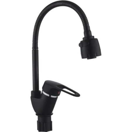 Смеситель для кухни Эверест B58-0266 гибкий излив, черный