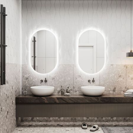 Зеркало Fleur Led 600х1000 с бесконтактным сенсором, холодная подсветка ЗЛП532