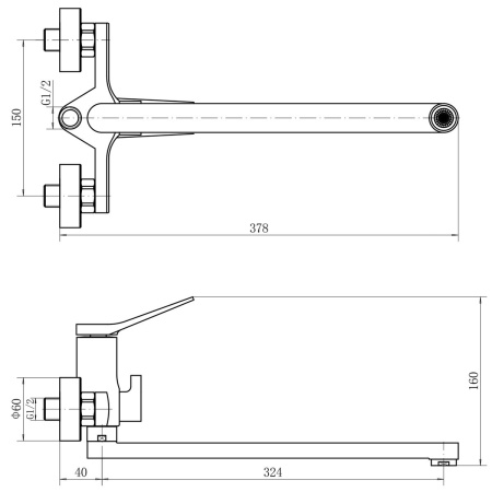 Смеситель для ванны FASHUN A2286 с длинным изливом