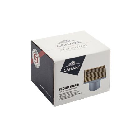 Трап САНАКС 1185 нержавеющая сталь бронза 100х100 выход 50 мм, бронза, вертикальный-крышка литая, с уникальной системой слива воды