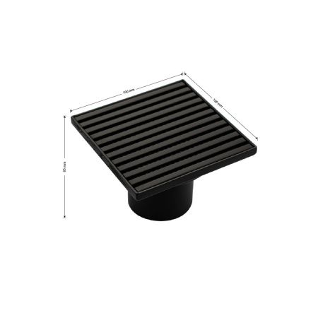 Трап САНАКС 1186 нержавеющая сталь черный 100х100 выход 50 мм, бронза, вертикальный-крышка литая, с уникальной системой слива воды