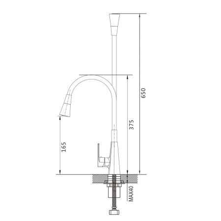 Смеситель для кухни Shevanik S543T-3 гибкий излив, оружейная сталь