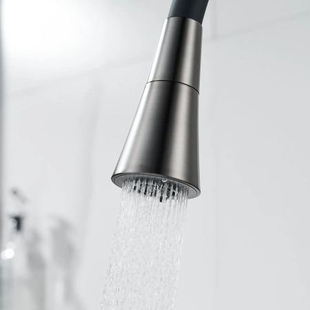 Смеситель для кухни Shevanik S543T-3 гибкий излив, оружейная сталь