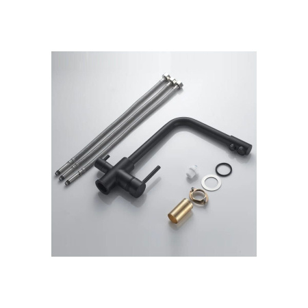 Смеситель для кухни Shevanik S328H с подключением фильтра питьевой воды, черный