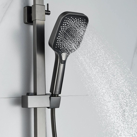 Душевая система Shevanik S7036T нержавеющая сталь, оружейная сталь
