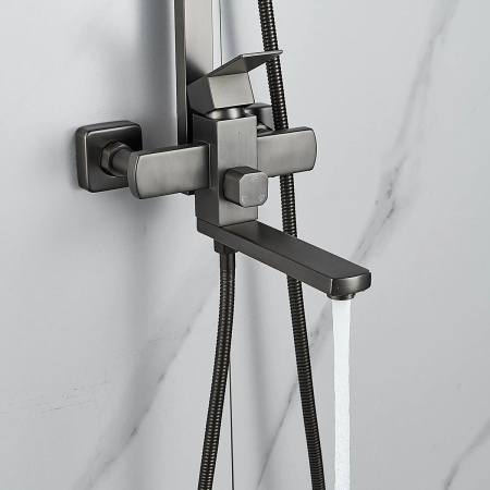 Душевая система Shevanik S7036T нержавеющая сталь, оружейная сталь