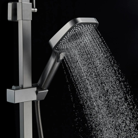Душевая система Shevanik S7036T нержавеющая сталь, оружейная сталь