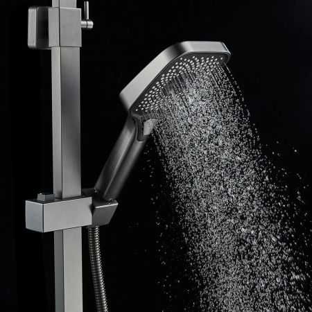 Душевая система Shevanik S7036T нержавеющая сталь, оружейная сталь