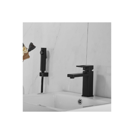 Смеситель для раковины Shevanik S8271H с гигиеническим душем, черный