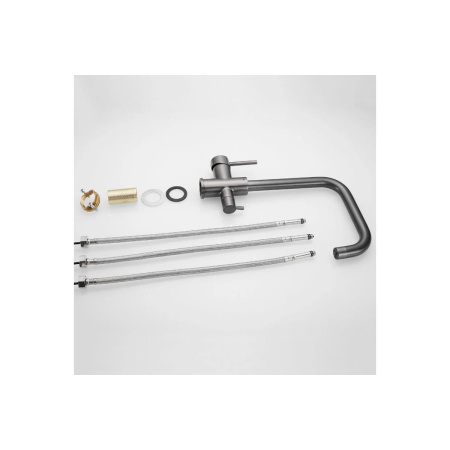 Смеситель для кухни Shevanik S228T с подключением фильтра питьевой воды, оружейная сталь