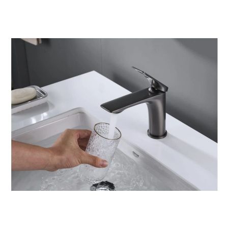 Смеситель для раковины Shevanik S9101T оружейная сталь