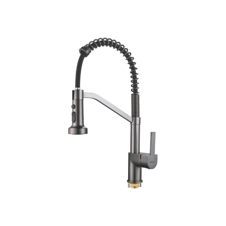 Смеситель для кухни Shevanik S963T гибкий излив, оружейная сталь