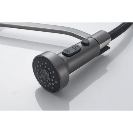 Смеситель для кухни Shevanik S963T гибкий излив, оружейная сталь