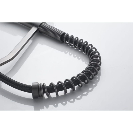 Смеситель для кухни Shevanik S963T гибкий излив, оружейная сталь