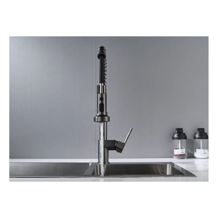 Смеситель для кухни Shevanik S963H гибкий излив, черный