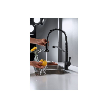 Смеситель для кухни Shevanik S963H гибкий излив, черный