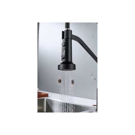 Смеситель для кухни Shevanik S963H гибкий излив, черный