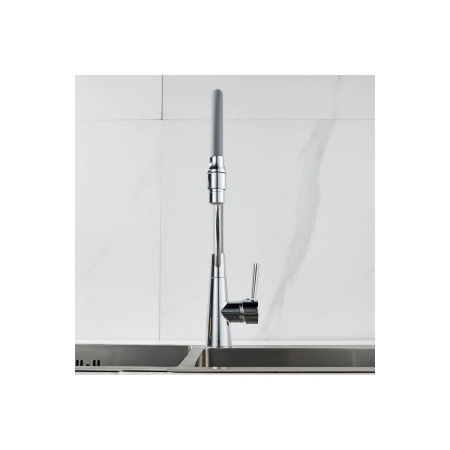 Смеситель для кухни Shevanik S743-9 гибкий излив, серый