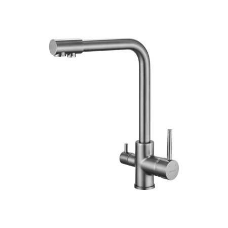 Смеситель для кухни Shevanik S328T с подключением фильтра питьевой воды, оружейная сталь