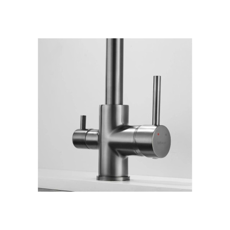 Смеситель для кухни Shevanik S328T с подключением фильтра питьевой воды, оружейная сталь