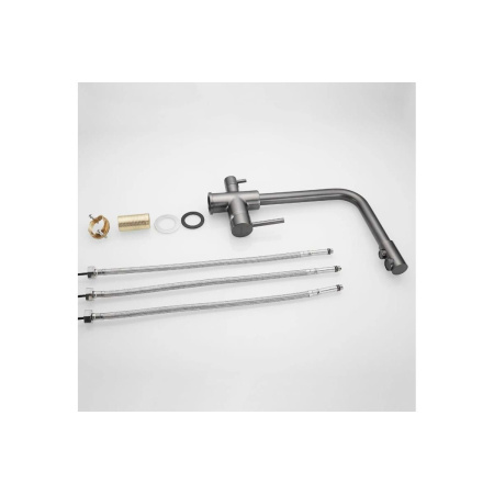 Смеситель для кухни Shevanik S328T с подключением фильтра питьевой воды, оружейная сталь