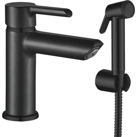 Смеситель для раковины Shevanik S6071H гигиеническим душем, черный/хром