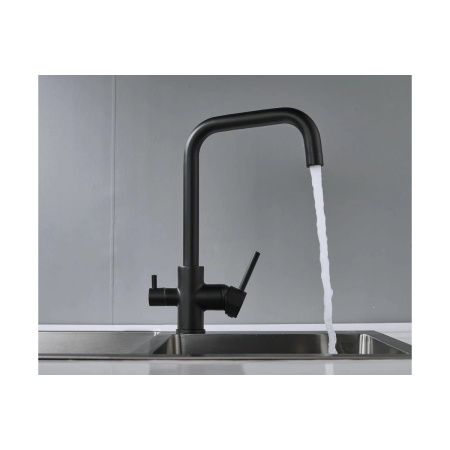 Смеситель для кухни Shevanik S228H с подключением фильтра питьевой воды, черный