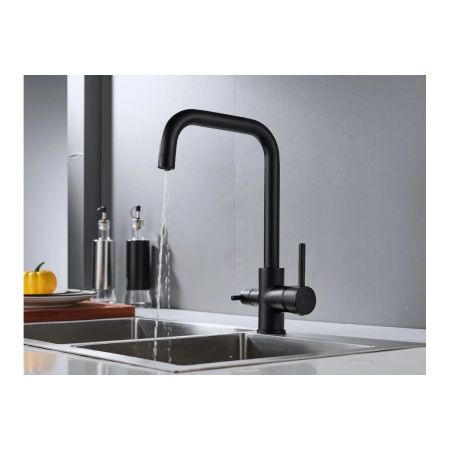 Смеситель для кухни Shevanik S228H с подключением фильтра питьевой воды, черный