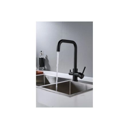 Смеситель для кухни Shevanik S228H с подключением фильтра питьевой воды, черный