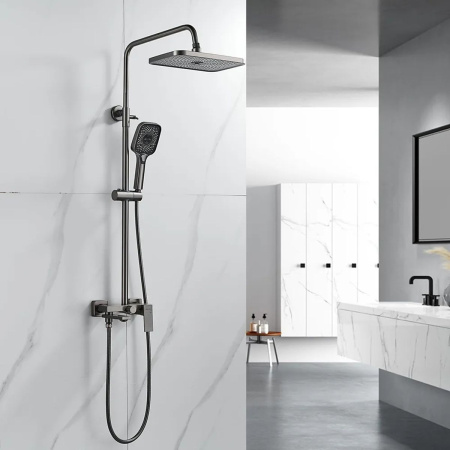 Душевая система Shevanik S9636T оружейная сталь