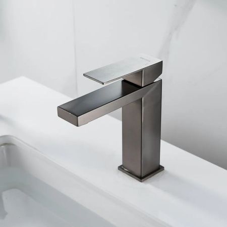 Смеситель для раковины Shevanik S7001T нержавеющая сталь, оружейная сталь