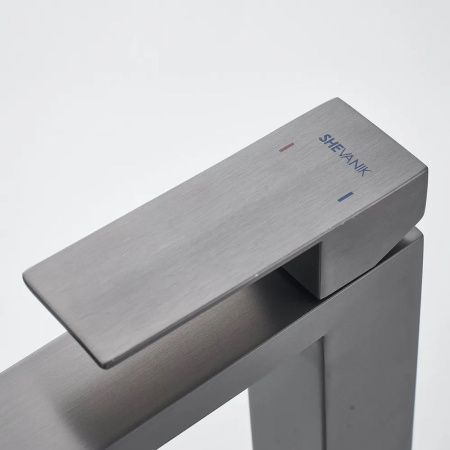 Смеситель для раковины Shevanik S7001T нержавеющая сталь, оружейная сталь