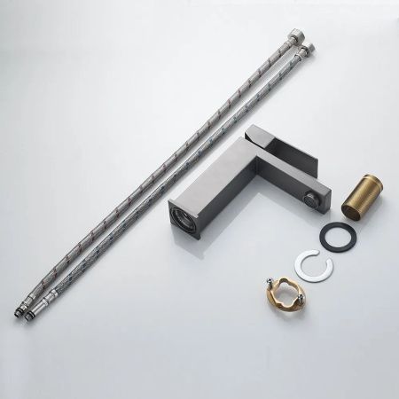 Смеситель для раковины Shevanik S7001T нержавеющая сталь, оружейная сталь