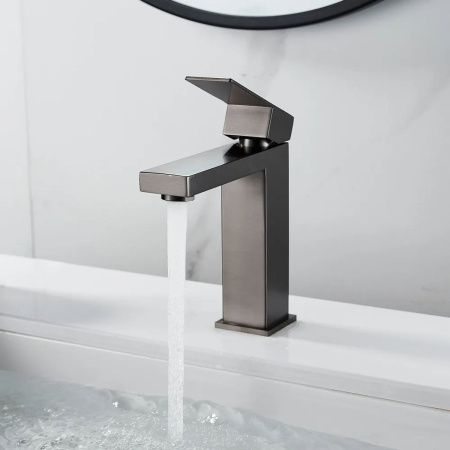 Смеситель для раковины Shevanik S7001T нержавеющая сталь, оружейная сталь