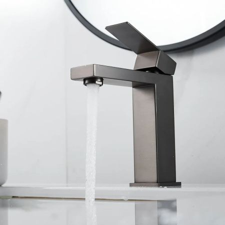 Смеситель для раковины Shevanik S7001T нержавеющая сталь, оружейная сталь