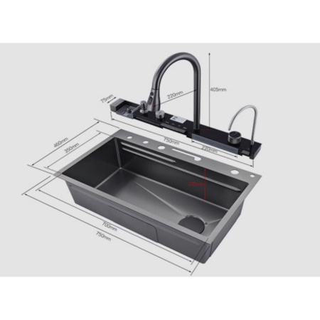 Мойка для кухни многофункциональная Savol S-SC003W белая из нержавеющей стали, 75*46 см без LED-дисплея