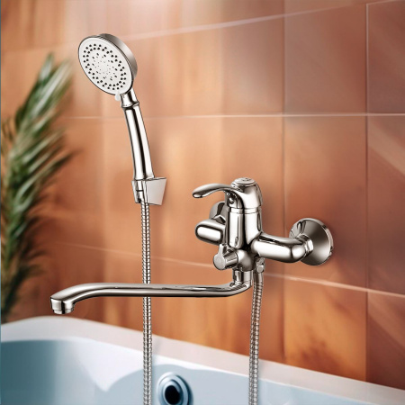 Смеситель для ванны GROSS AQUA 7518586С-35S Provance с длинным изливом хром