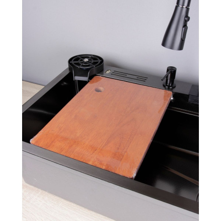 Мойка для кухни многофункциональная Dikalan KN754508 черная из нержавеющей стали, 75*46 см с LED-дисплеем