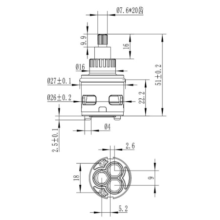 Картридж Savol S-FX09 для переключателя душа, 26MM