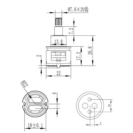 Картридж Savol S-FX06 для переключателя душа, 22MM