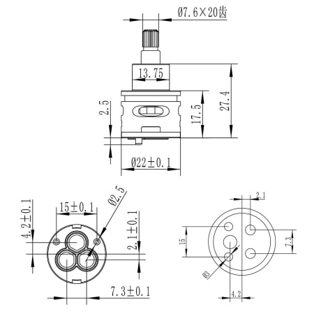 Картридж Savol S-FX07 для переключателя душа, 22MM